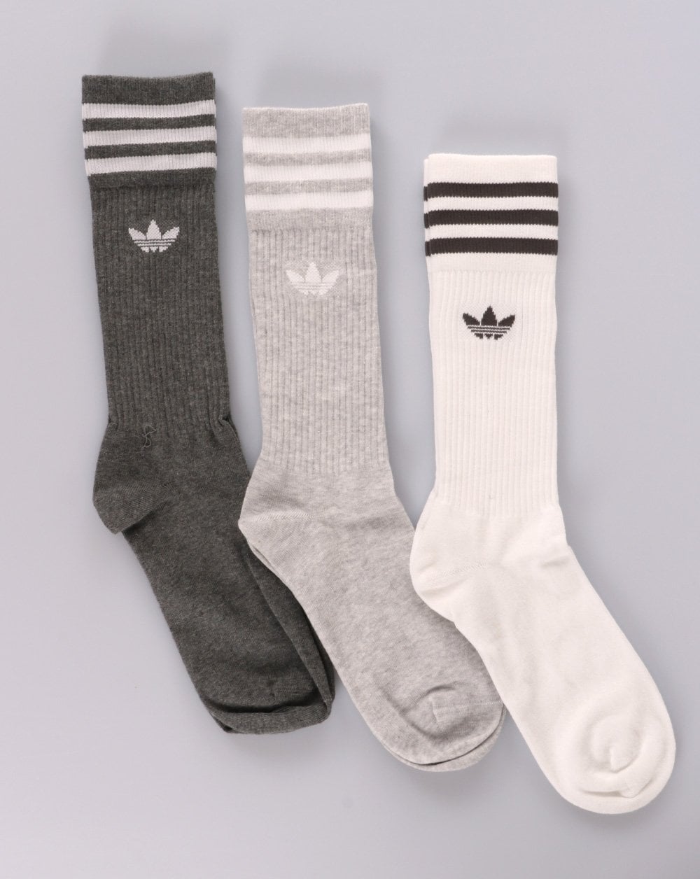 Adidas Originals Solid Crew Socken 3er-Pack Weiß/Grau