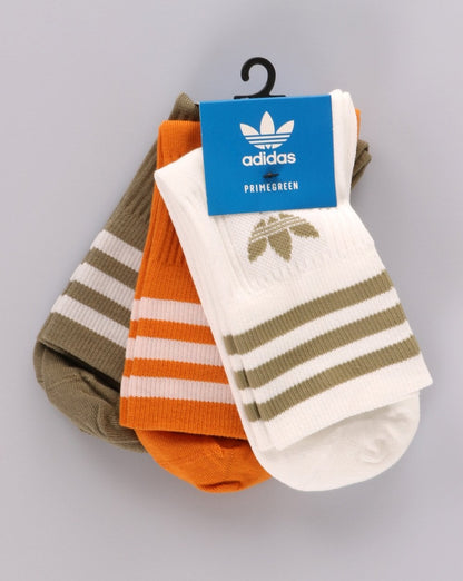 Adidas Originals Mid Cut Crew Socken 3er-Pack Weiß/Orange/Khaki