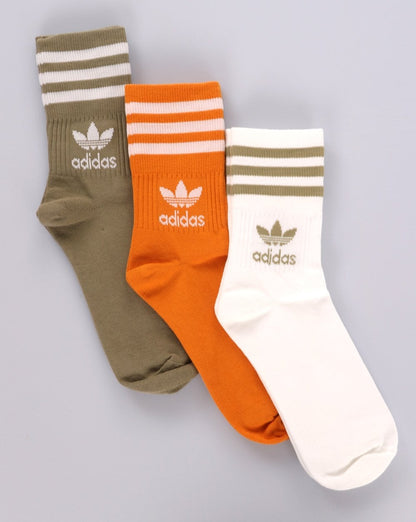 Adidas Originals Mid Cut Crew Socken 3er-Pack Weiß/Orange/Khaki