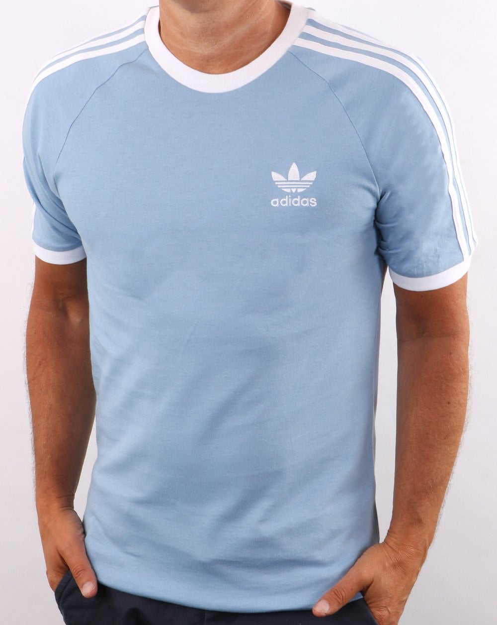 Adidas Originals 3-Streifen-T-Shirt Himmelblau