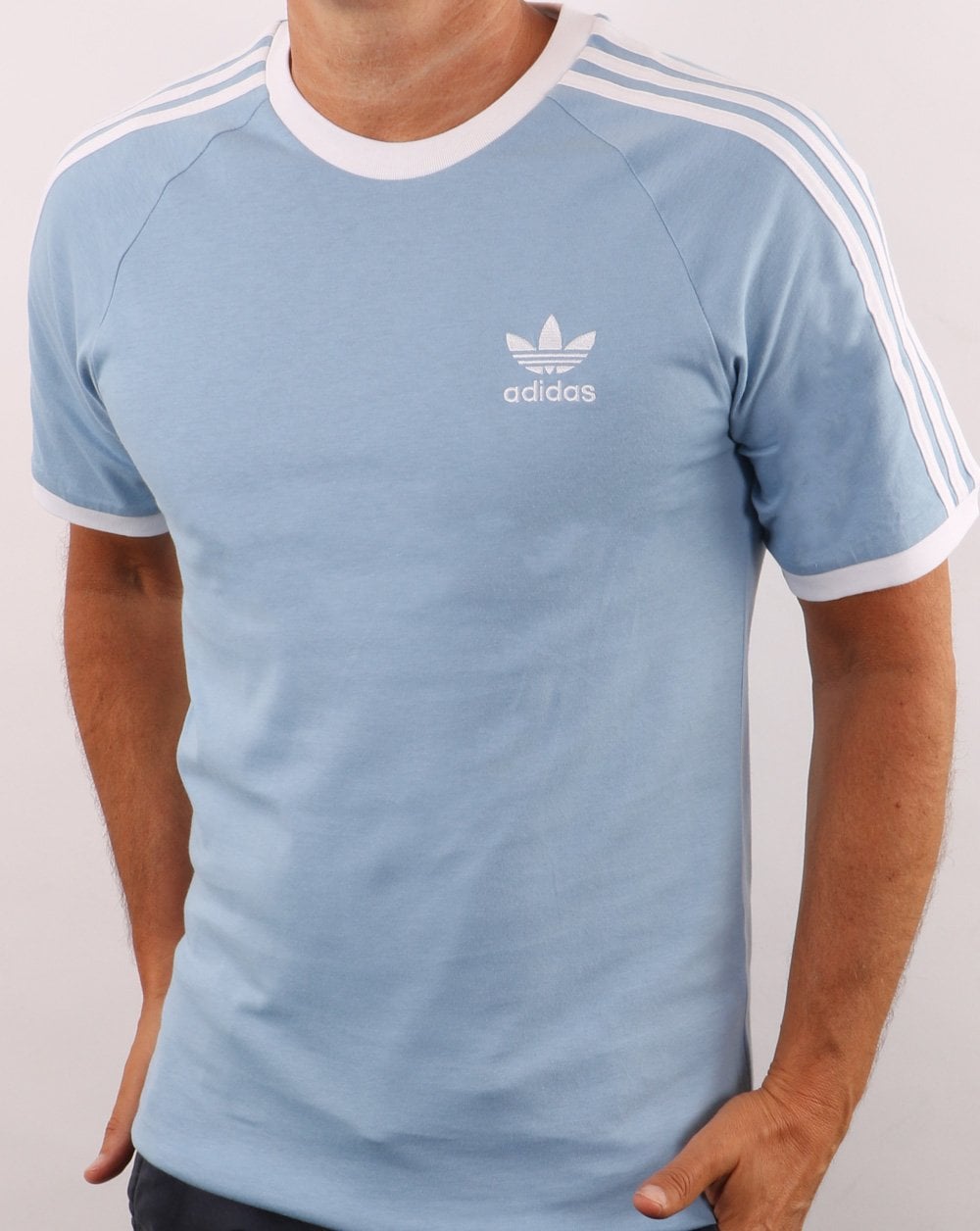 Adidas Originals 3-Streifen-T-Shirt Himmelblau
