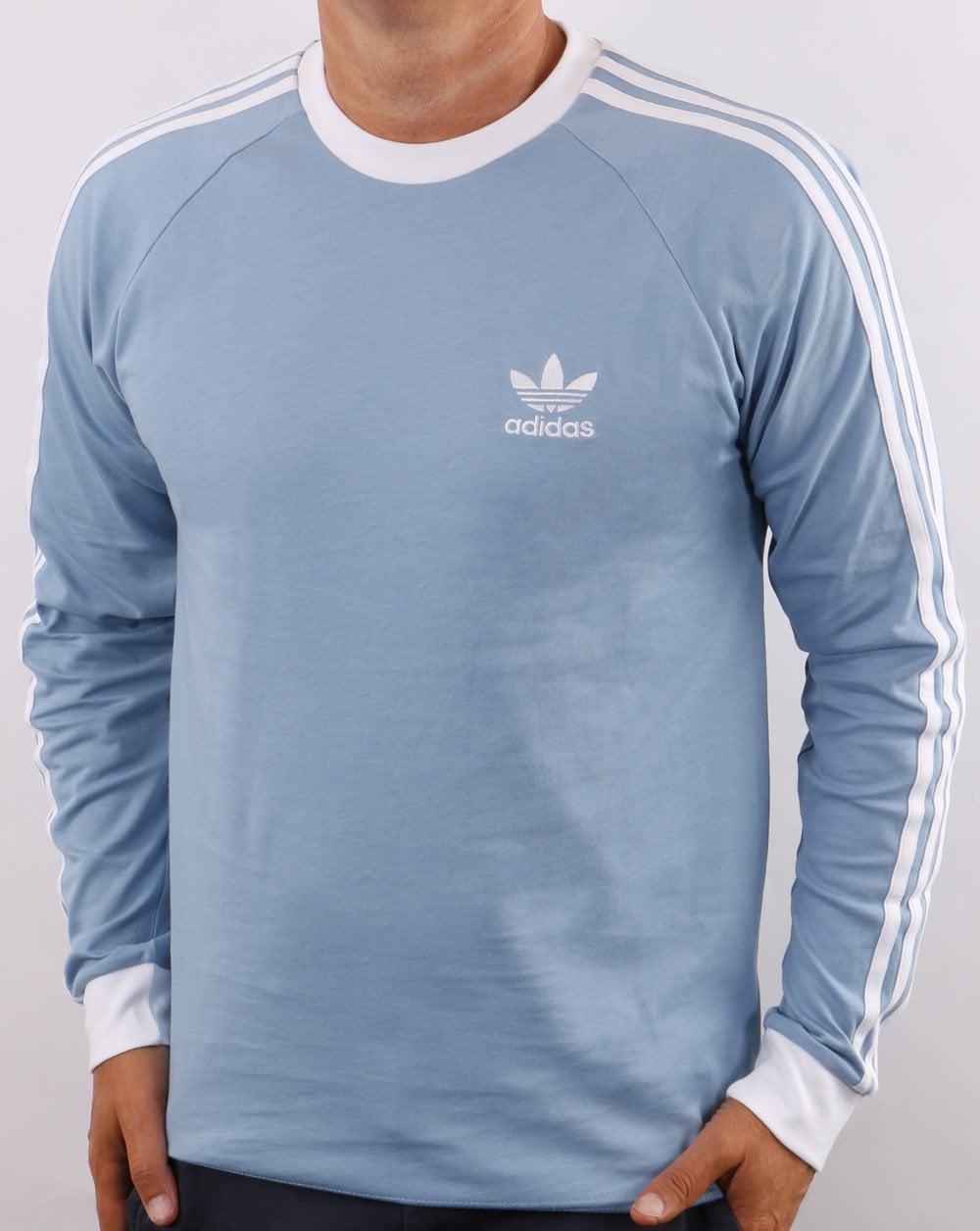 Adidas Originals 3 Stripes Ls T Shirt Sky