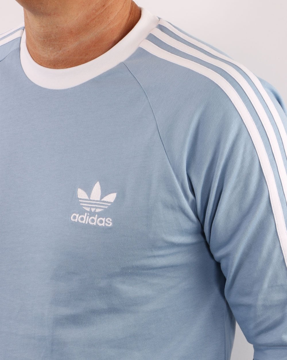 Adidas Originals 3-Streifen Langarm-T-Shirt Himmelblau
