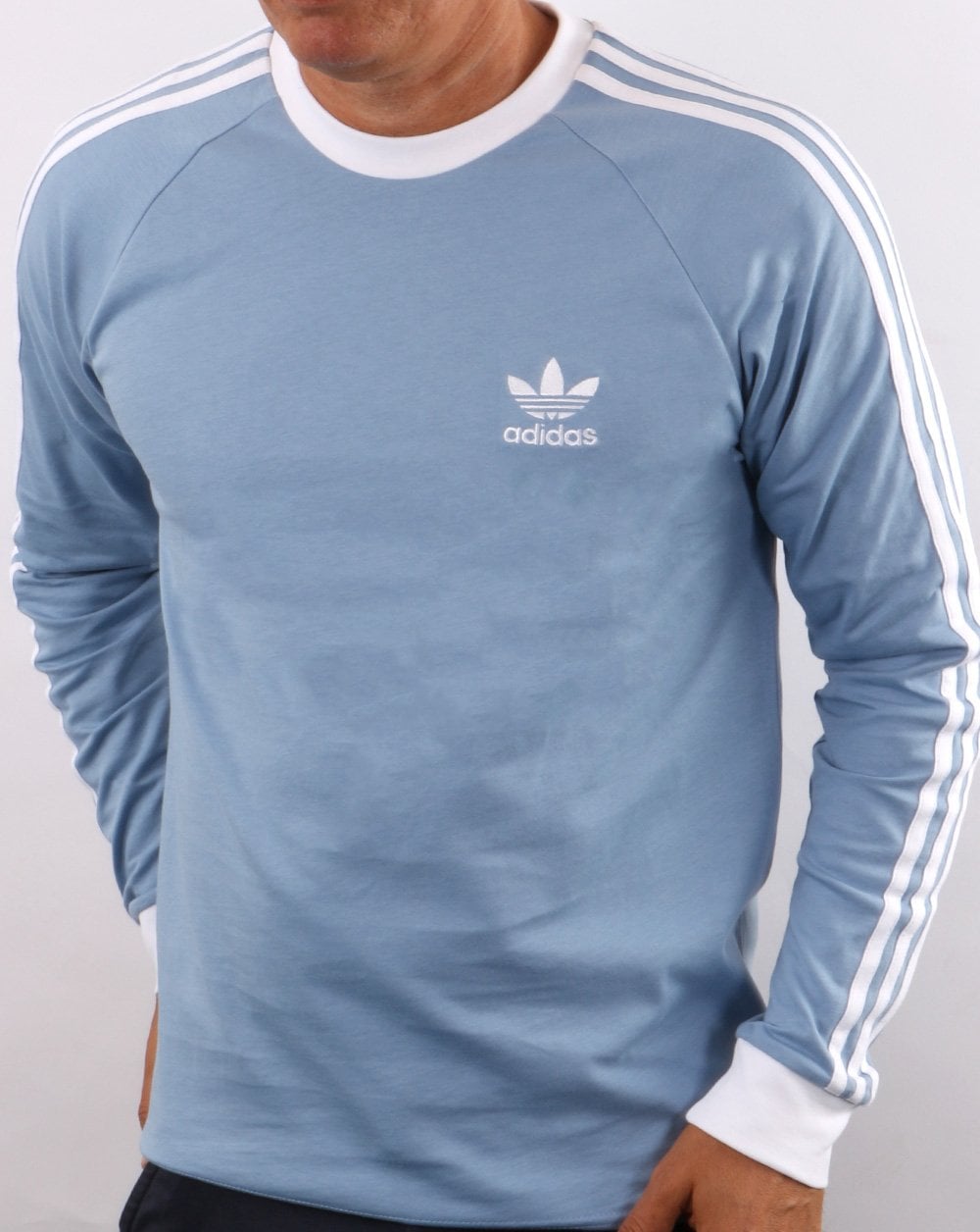 Adidas Originals 3 Stripes Ls T Shirt Sky