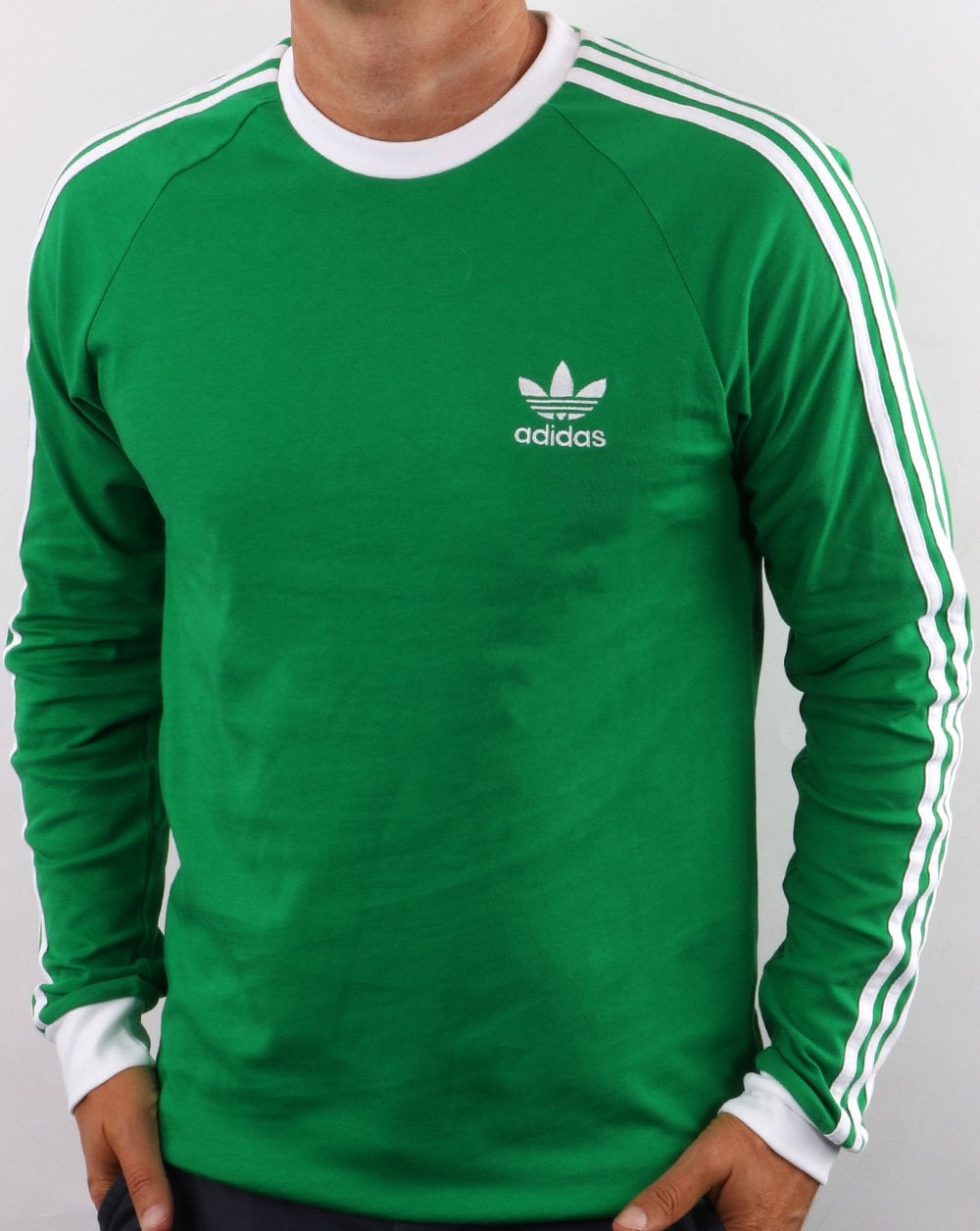 Adidas Originals 3-Streifen Langarm-T-Shirt Grün