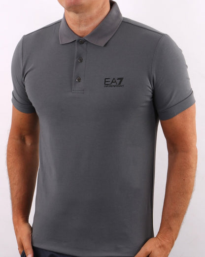 Emporio Armani EA7 Klassisches Poloshirt Metallgrau