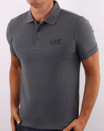 Emporio Armani EA7 Klassisches Poloshirt Metallgrau