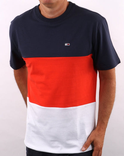 Tommy Jeans – T-Shirt mit Farbblockdesign, Horizon/Multi