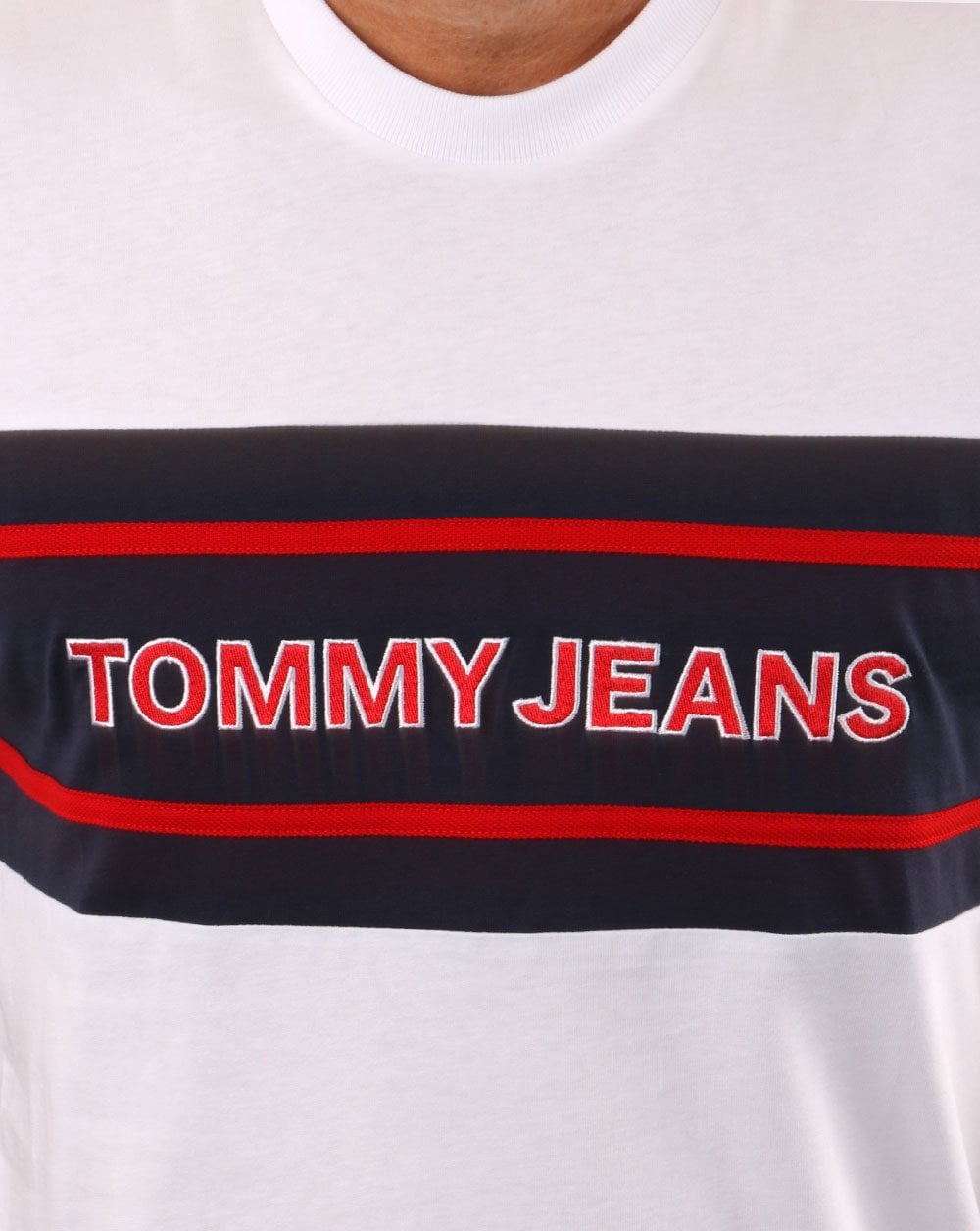 Tommy Jeans – Gestreiftes T-Shirt in Weiß/Bunt