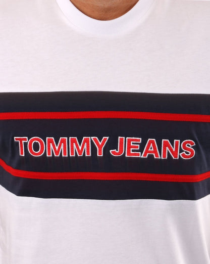 Tommy Jeans – Gestreiftes T-Shirt in Weiß/Bunt