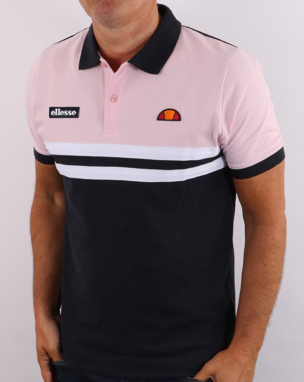 Ellesse Rimini Split Poloshirt Marine/Rosa