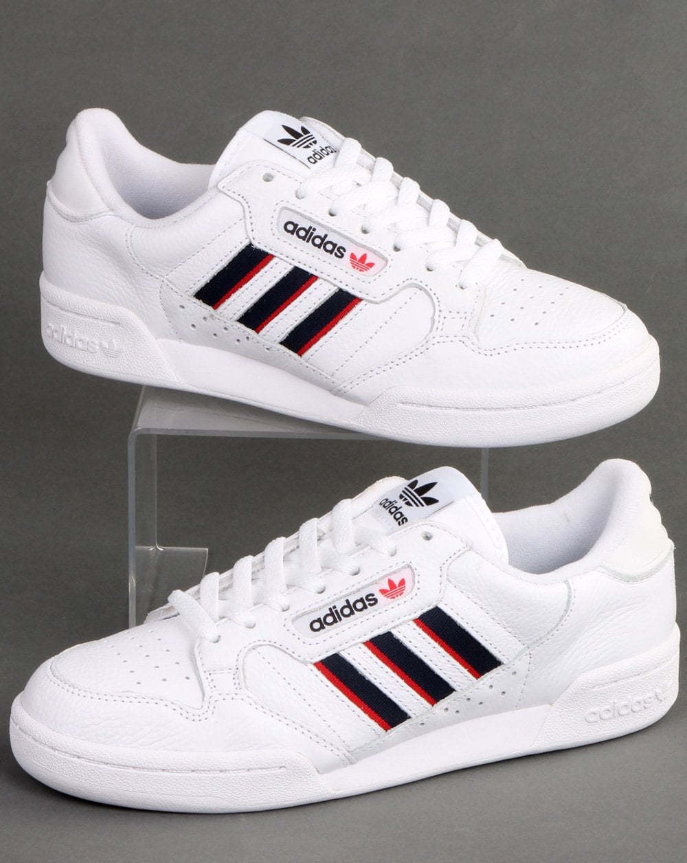 Adidas Continental 80 Trainers White - Navy Red Stripes