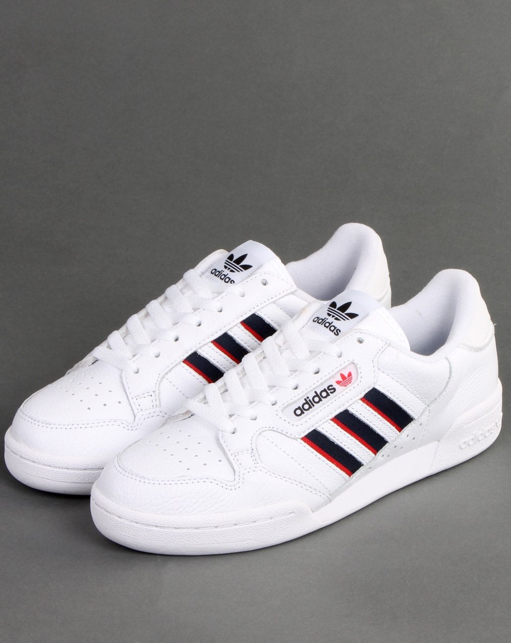 Adidas Continental 80 Trainers White - Navy Red Stripes