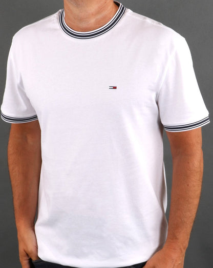 Tommy Jeans – Ringer-T-Shirt in Weiß