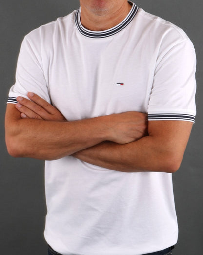 Tommy Jeans – Ringer-T-Shirt in Weiß