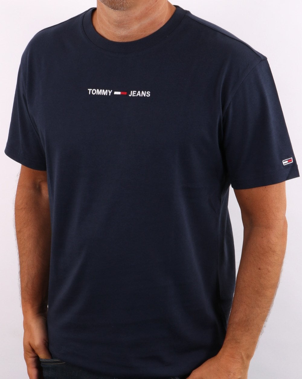 Tommy Jeans – T-Shirt mit Logo in Marineblau