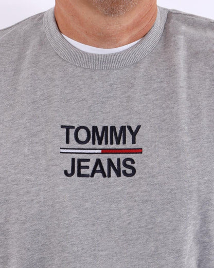 Tommy Jeans Essential Sweatshirt mit Rundhalsausschnitt, Hellgrau meliert