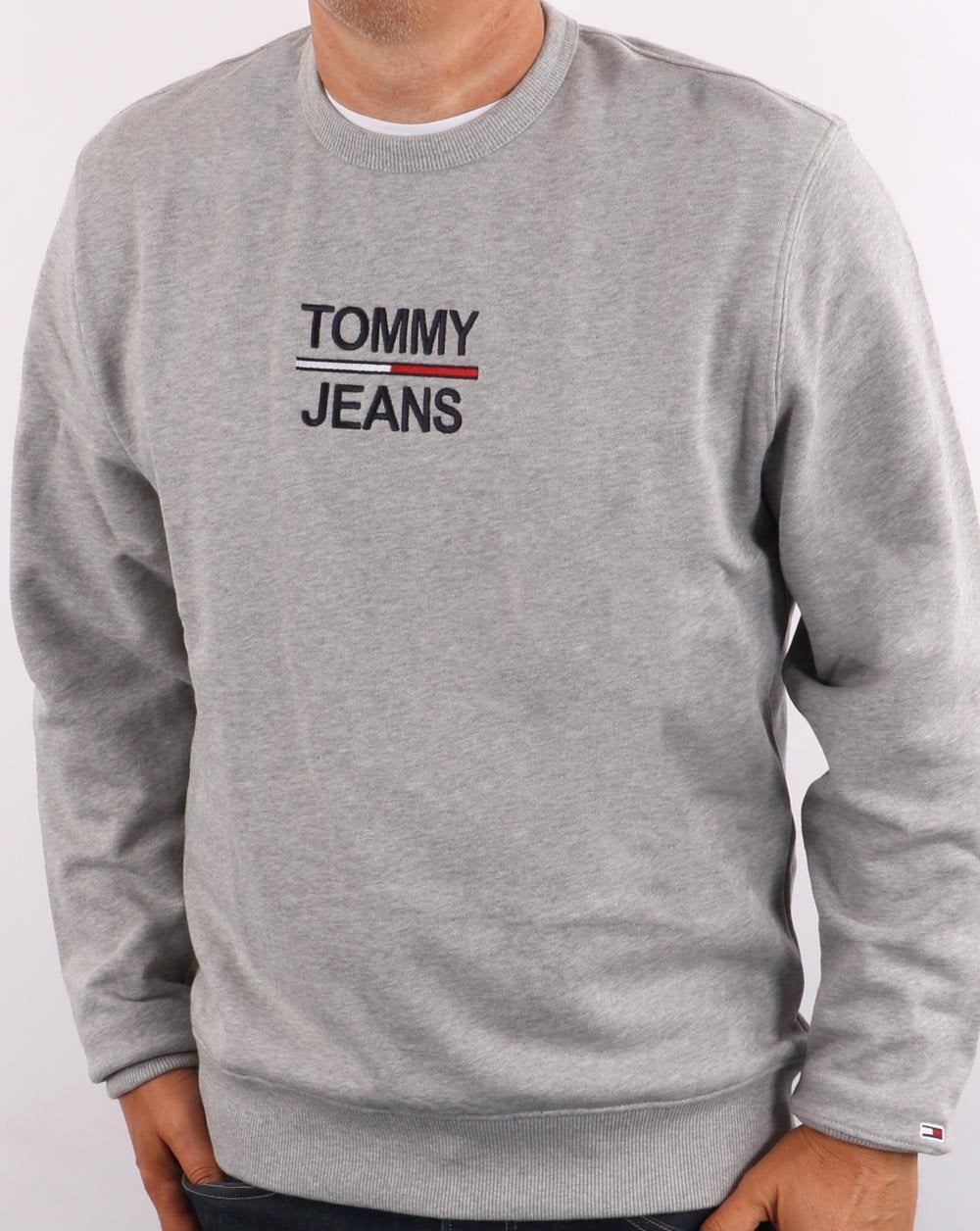 Tommy Jeans Essential Sweatshirt mit Rundhalsausschnitt, Hellgrau meliert