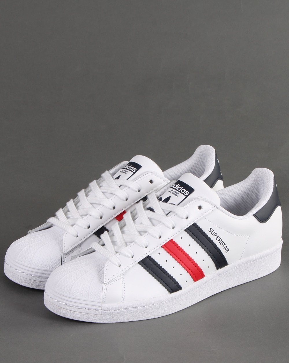 Adidas Superstar Trainers White/Red/Navy