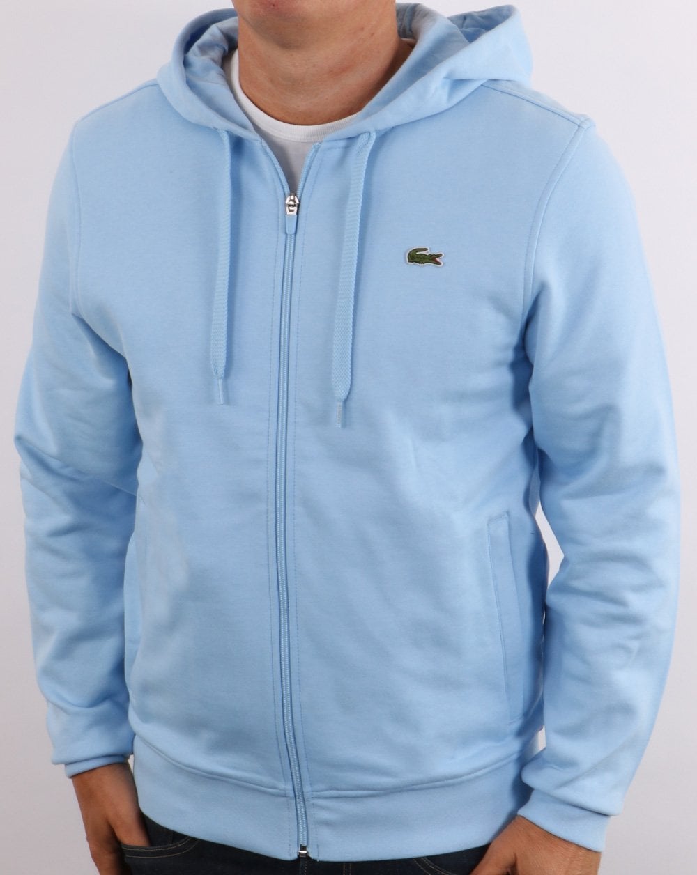 Lacoste – Kapuzenpullover mit durchgehendem Reißverschluss, Himmelblau