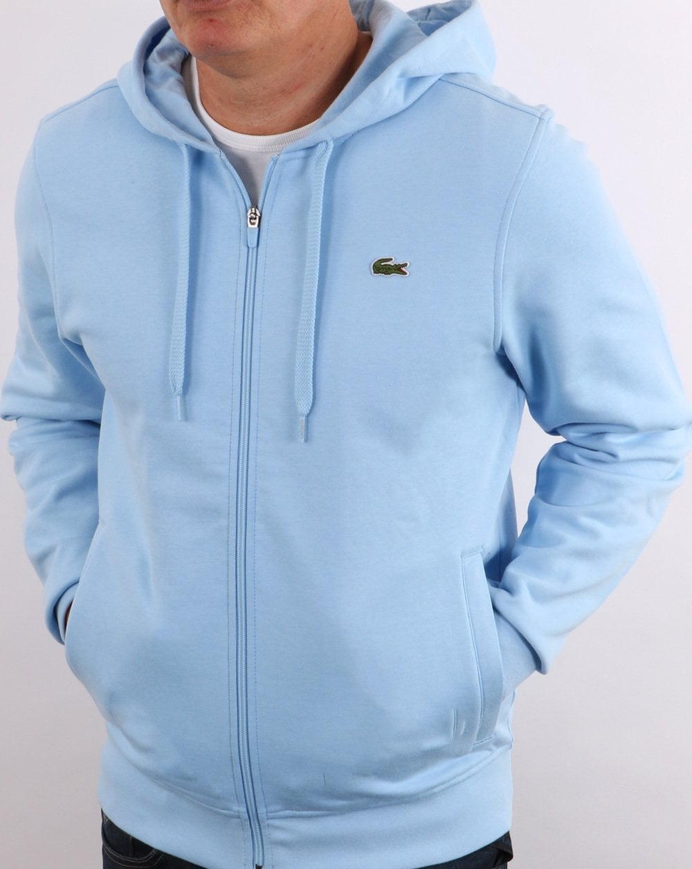 Lacoste – Kapuzenpullover mit durchgehendem Reißverschluss, Himmelblau
