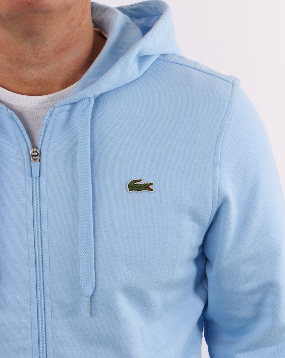 Lacoste – Kapuzenpullover mit durchgehendem Reißverschluss, Himmelblau