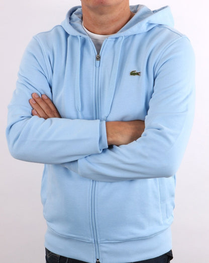 Lacoste – Kapuzenpullover mit durchgehendem Reißverschluss, Himmelblau