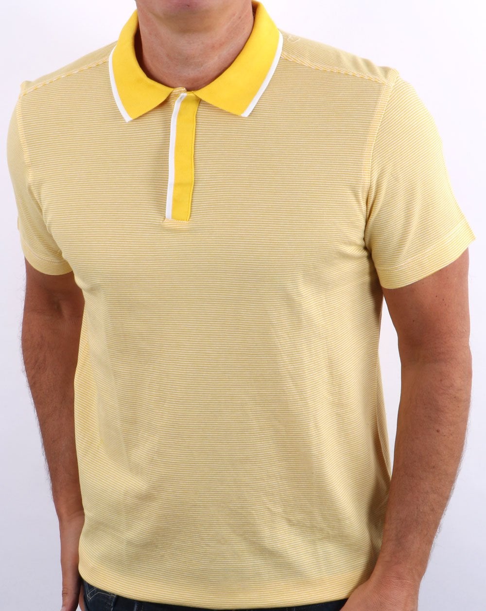 Benetton Gestreiftes Poloshirt Gelb