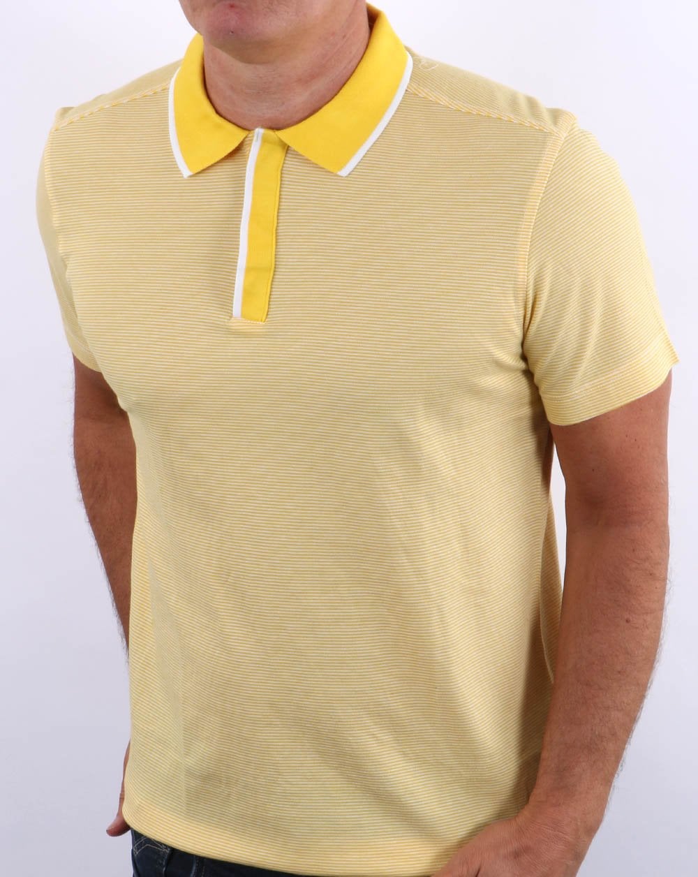 Benetton Gestreiftes Poloshirt Gelb