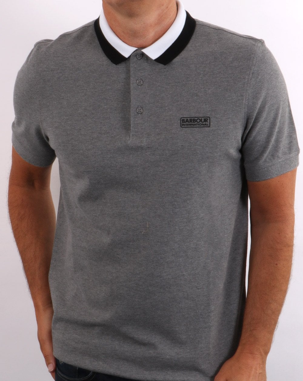 Barbour International Ampere Polo Graumeliert
