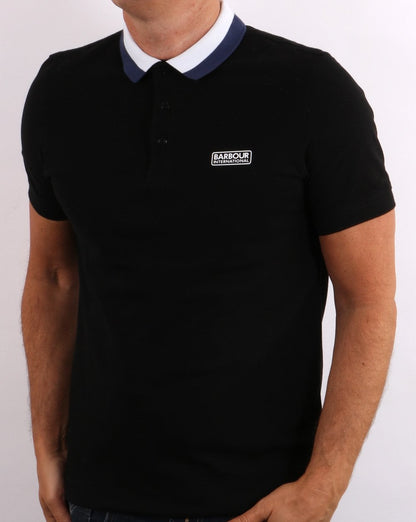 Barbour International Ampere Polo Schwarz/Blau