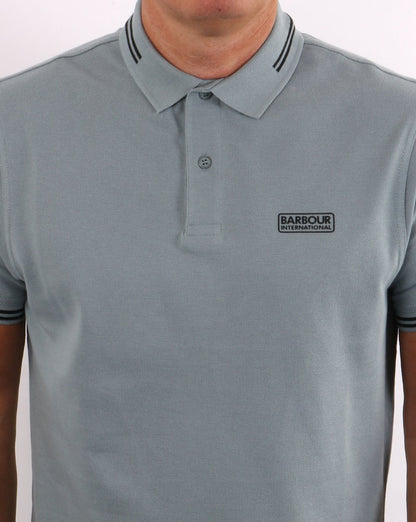 Barbour International Essential Tipped Polo Grau Blau