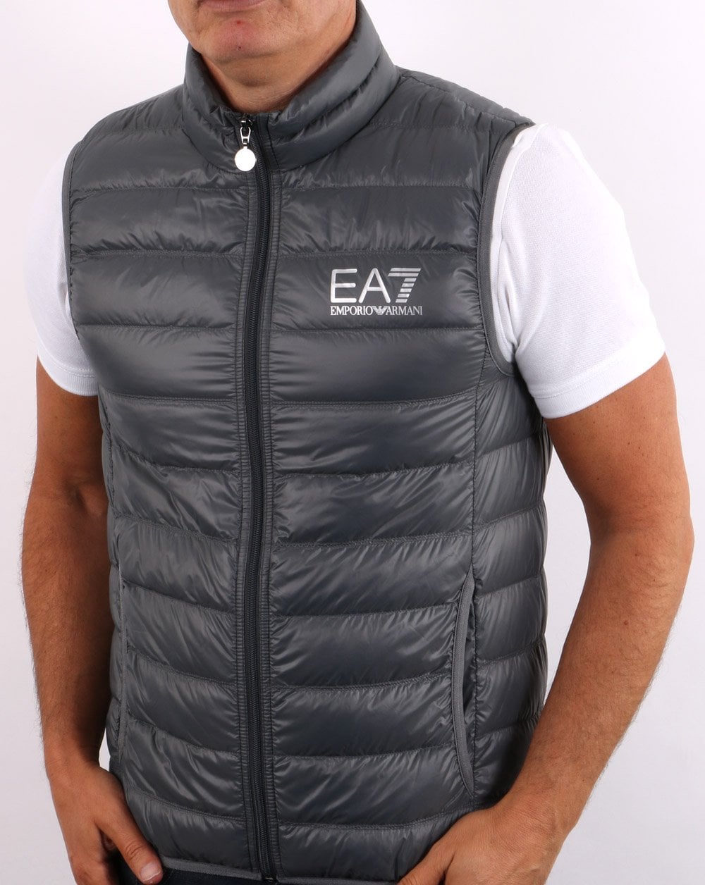 EA7 Core Logo Down Vest Charcoal Grey