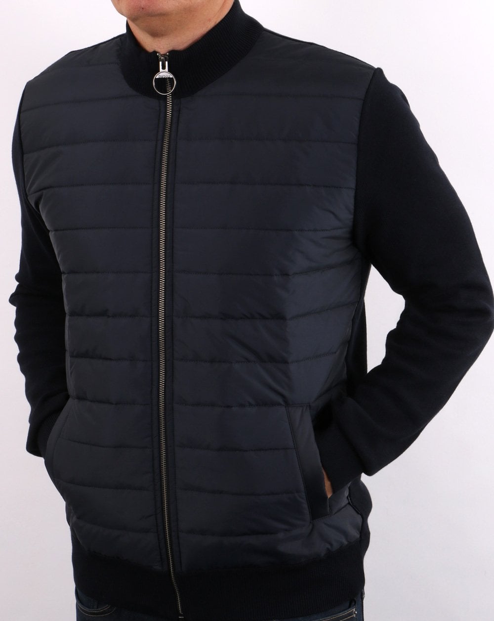 Barbour Baffle Zip Thru Marineblau