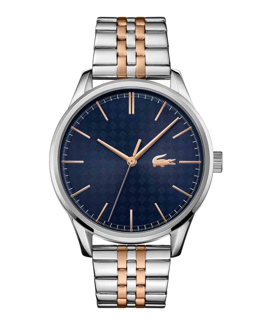 Lacoste Vienna Uhr Silber/Rotgold/Marineblau