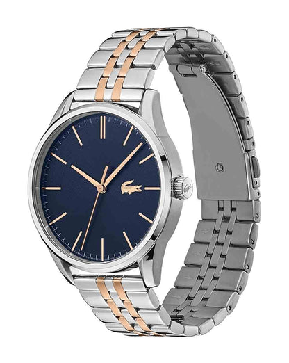 Lacoste Vienna Uhr Silber/Rotgold/Marineblau
