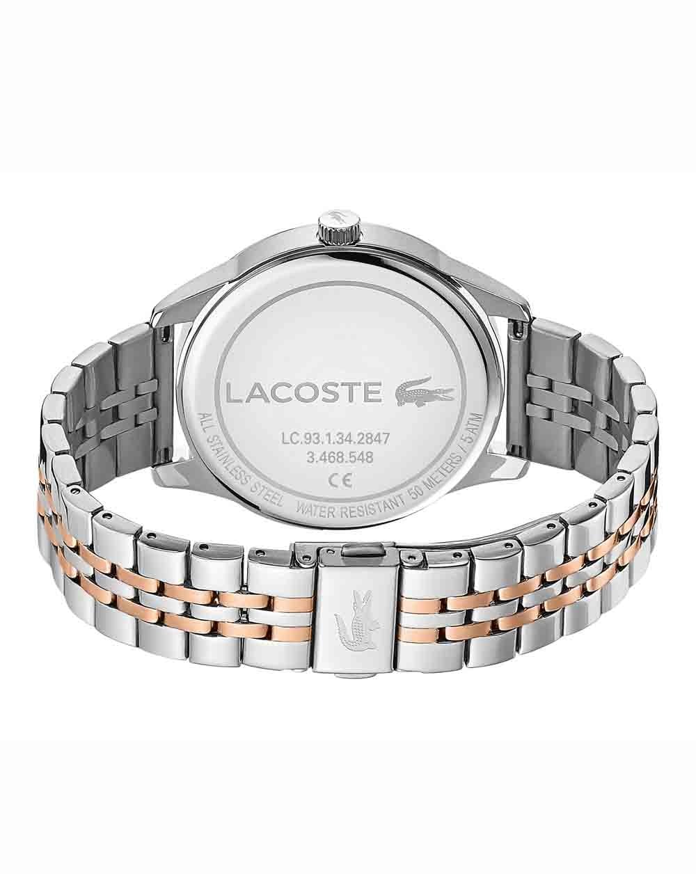 Lacoste Vienna Uhr Silber/Rotgold/Marineblau