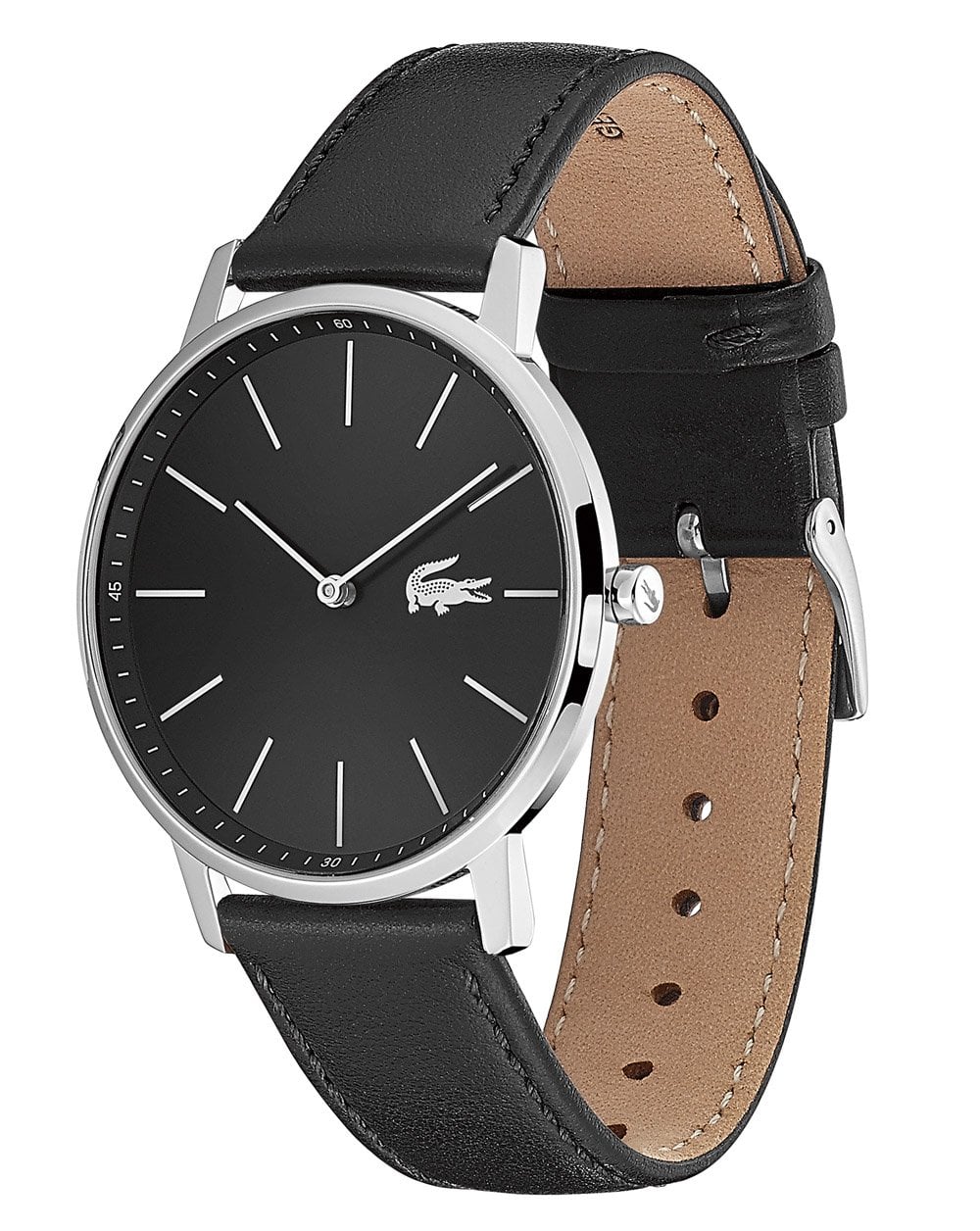 Lacoste Monduhr Schwarzes Leder