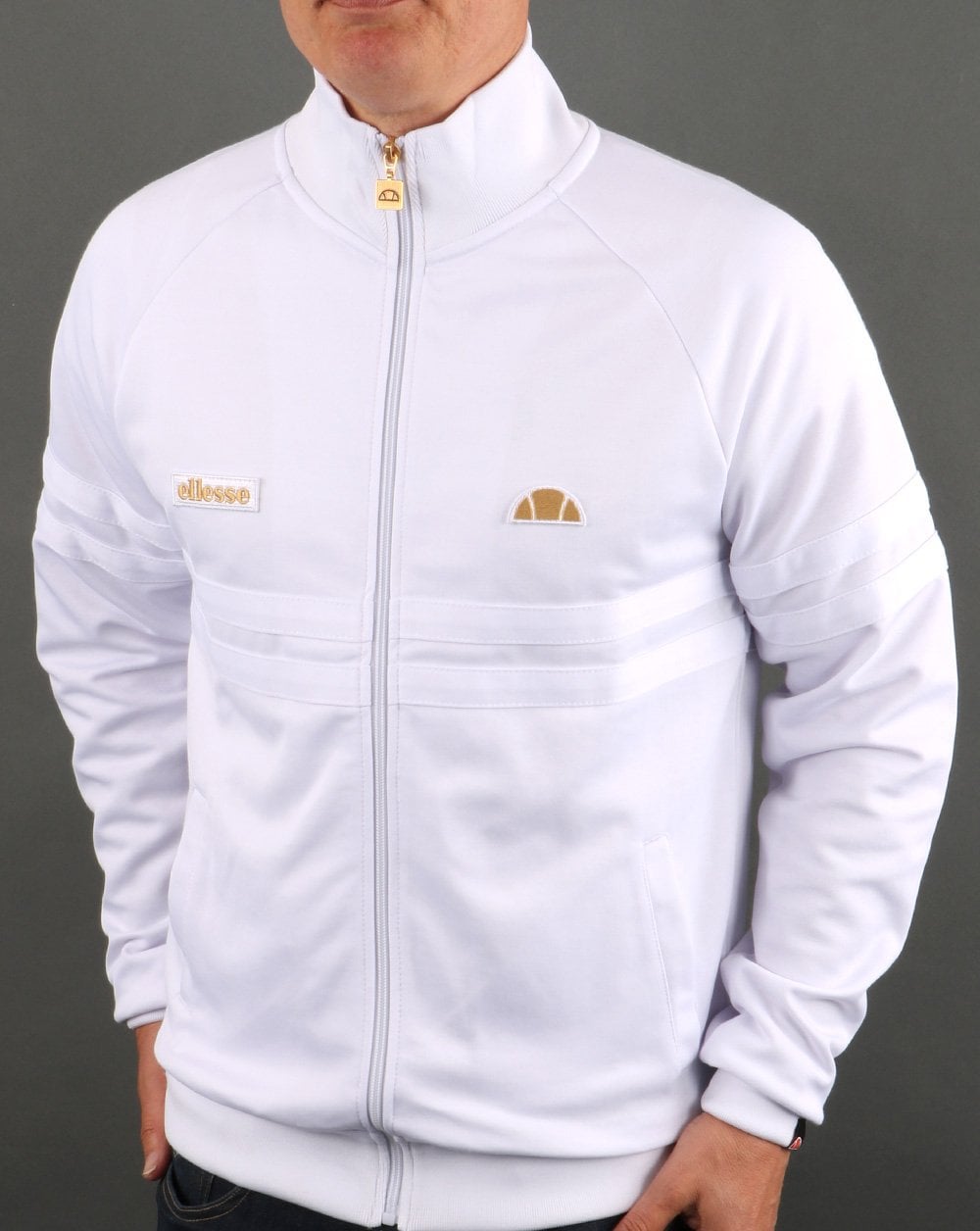 Ellesse – Rimini Trainingsjacke Weiß/Gold