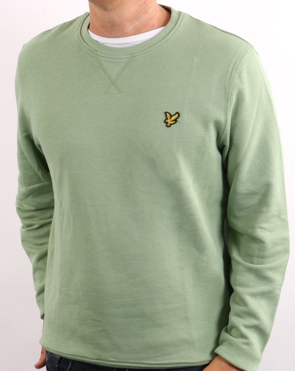 Lyle &amp; Scott Sweatshirt mit Rundhalsausschnitt, Farngrün
