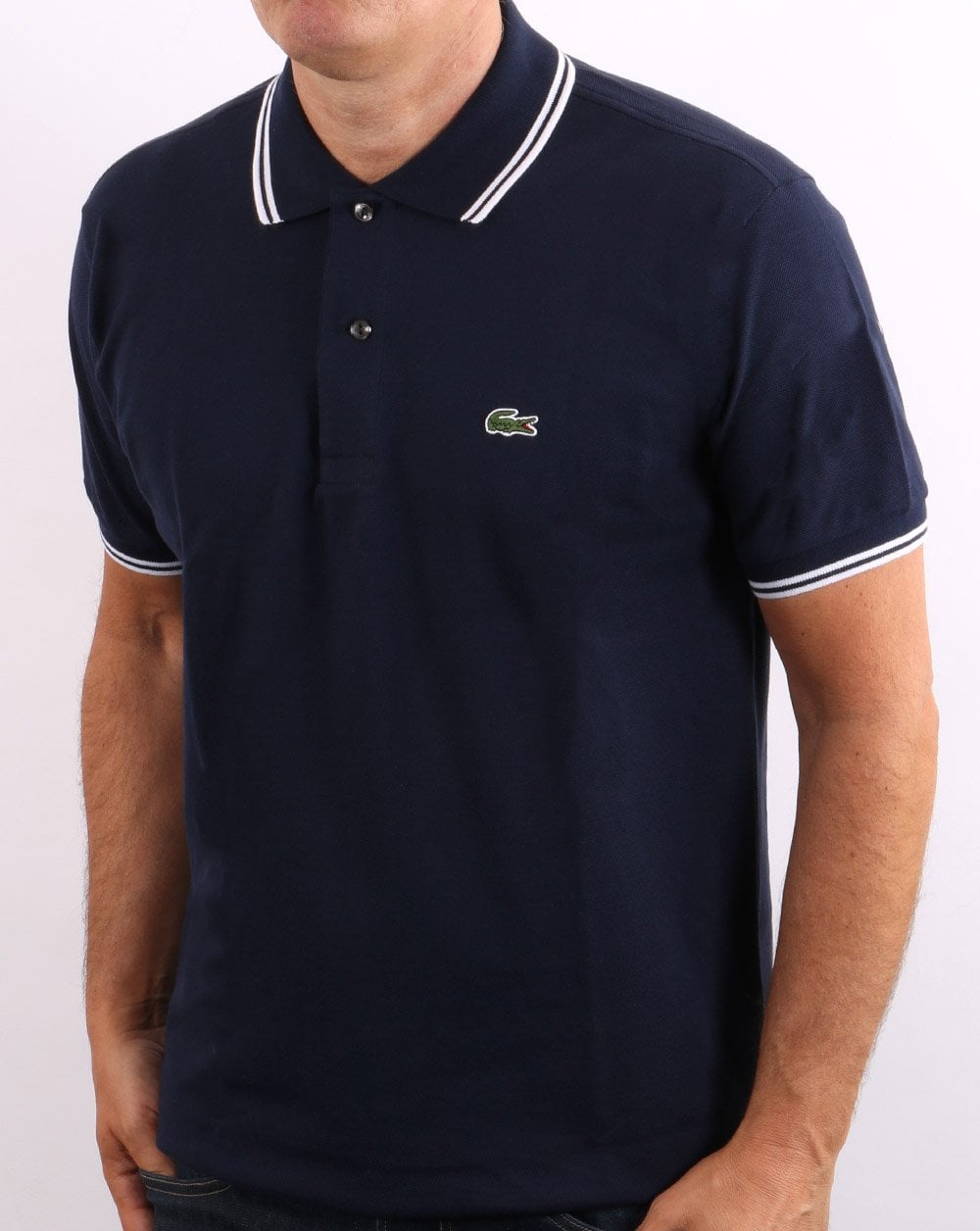 Lacoste Tipped Polo Shirt Navy/White