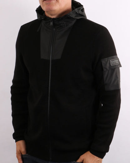Barbour International Swift Strick-Hoodie Schwarz