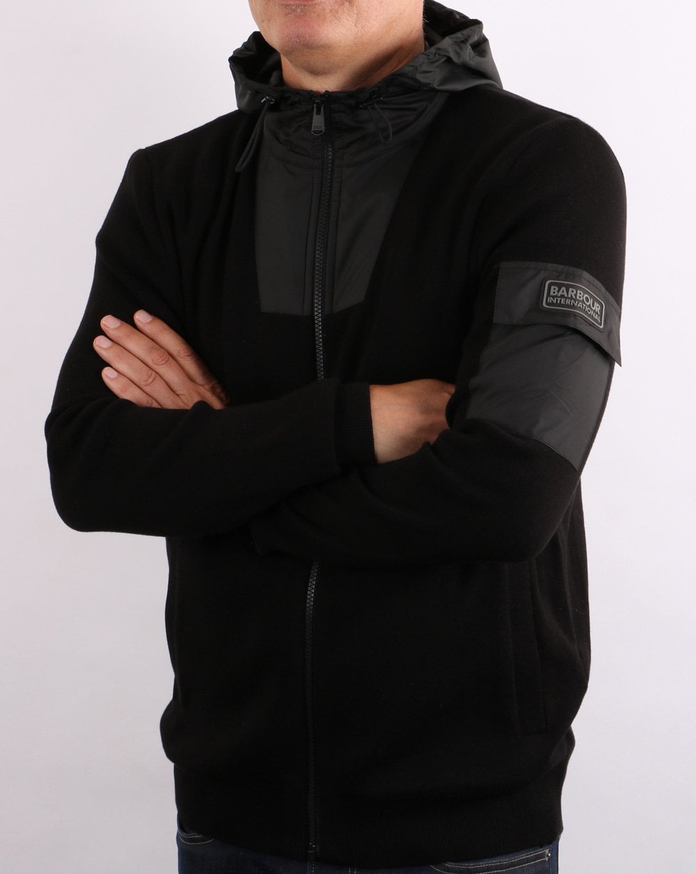 Barbour International Swift Strick-Hoodie Schwarz