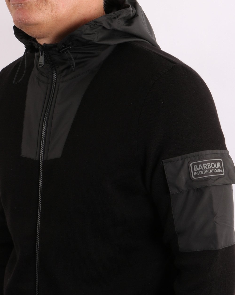 Barbour International Swift Strick-Hoodie Schwarz