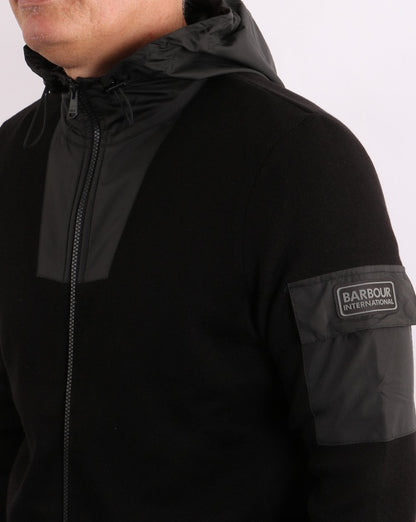 Barbour International Swift Strick-Hoodie Schwarz