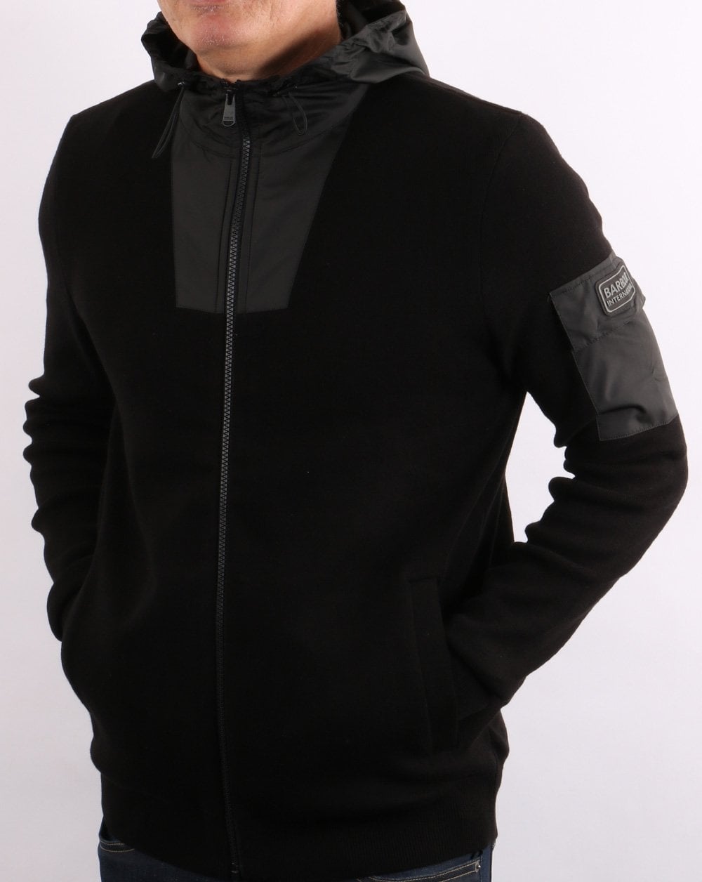 Barbour International Swift Knit Hoodie Black