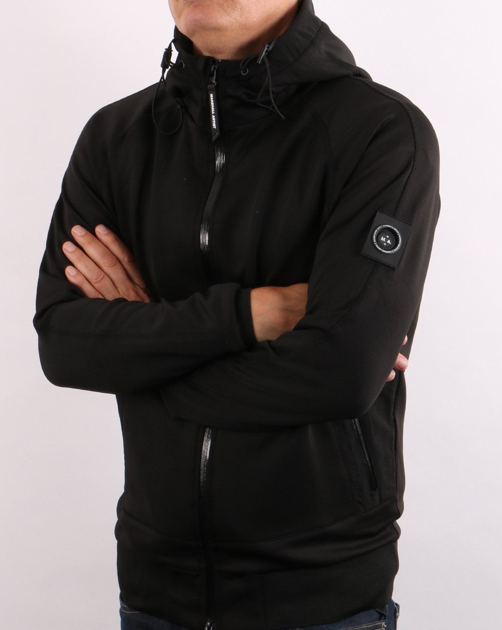 Marshall Artist Softshell-Trainingsjacke mit Kapuze, Schwarz