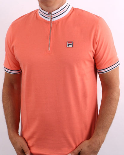 Fila Vintage Poloshirt mit 1/4-Reißverschluss in Koralle