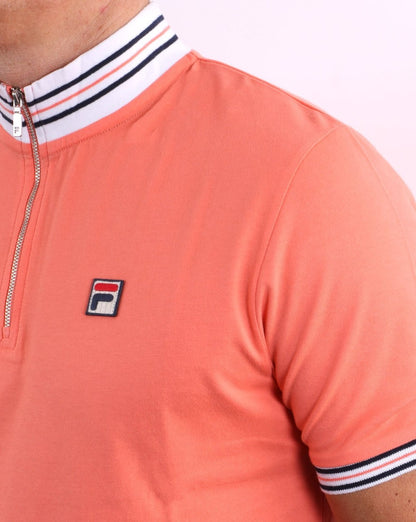 Fila Vintage Poloshirt mit 1/4-Reißverschluss in Koralle