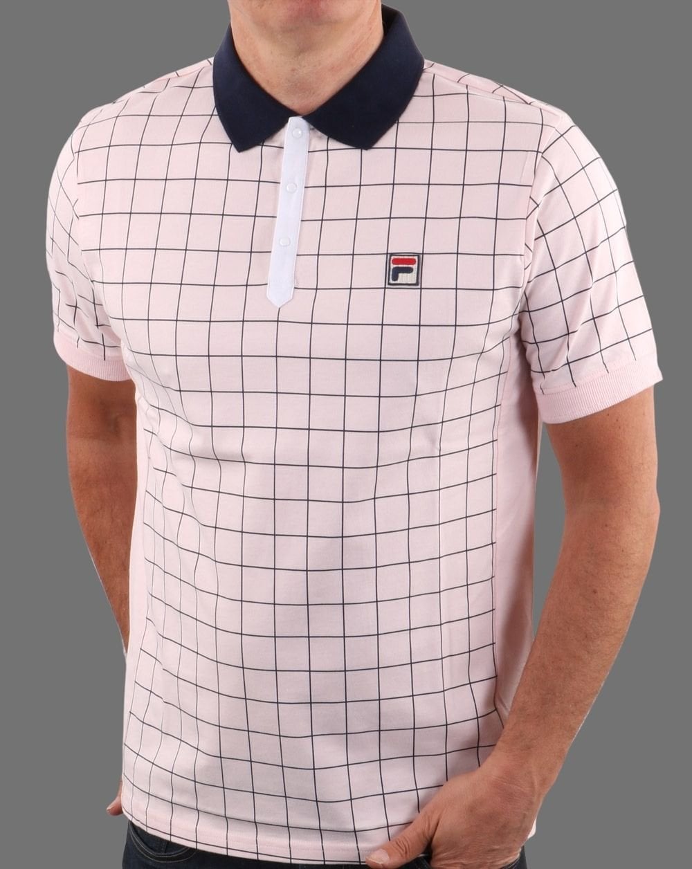 Fila Vintage Check Poloshirt Kreiderosa/Marineblau